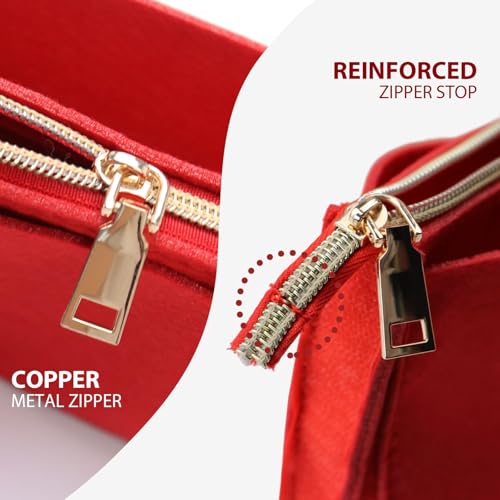 OMYSTYLE Red Mini Organizer Insert, Felt Tote Bag Organizer Insert with 5 Sizes, Handbag Dividers for Inside Purse, Compatible with Longchamp, Neverful, Speedy and More - Image 4