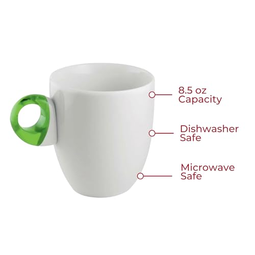 Guzzini Everyday Mug with Handle - Acid Green, Porcelain & Plastic - BPA-Free Microwave & Dishwasher Safe, Novelty Coffee Mug, Tea Cup, Juice, Water Cup - Daily Use All Occasions - Image 4