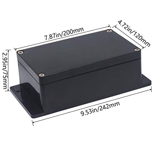 Otdorpatio Junction Box IP65 Waterproof ABS Plastic Electrical Project Case Power Junction Boxes, Project Box with Fixed Ear Black 7.87 x4.72 x2.95 inch (200x120x75 mm) - Image 2