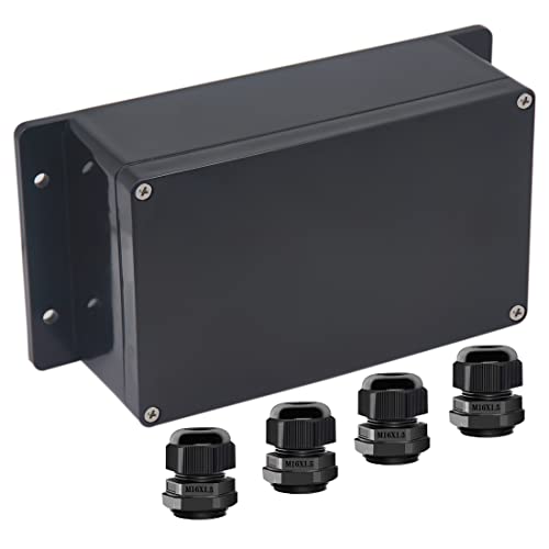 Otdorpatio Junction Box IP65 Waterproof ABS Plastic Electrical Project Case Power Junction Boxes, Project Box with Fixed Ear Black 7.87 x4.72 x2.95 inch (200x120x75 mm) - Image 1