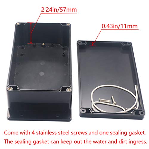 Otdorpatio Junction Box IP65 Waterproof ABS Plastic Electrical Project Case Power Junction Boxes, Project Box with Fixed Ear Black 7.87 x4.72 x2.95 inch (200x120x75 mm) - Image 4