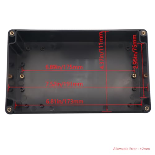 Otdorpatio Junction Box IP65 Waterproof ABS Plastic Electrical Project Case Power Junction Boxes, Project Box with Fixed Ear Black 7.87 x4.72 x2.95 inch (200x120x75 mm) - Image 3