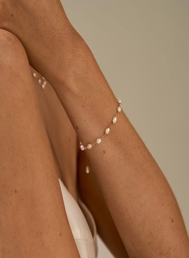 YANCHUN Pearl Bracelets for Women Pearl Beaded Bracelet Stack Dainty Gold Chain Jewelry Gifts Birthday Gifts for Women Friends - Image 3