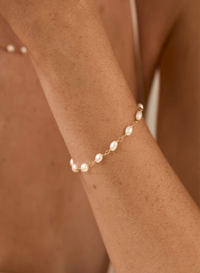YANCHUN Pearl Bracelets for Women Pearl Beaded Bracelet Stack Dainty Gold Chain Jewelry Gifts Birthday Gifts for Women Friends - Image 2