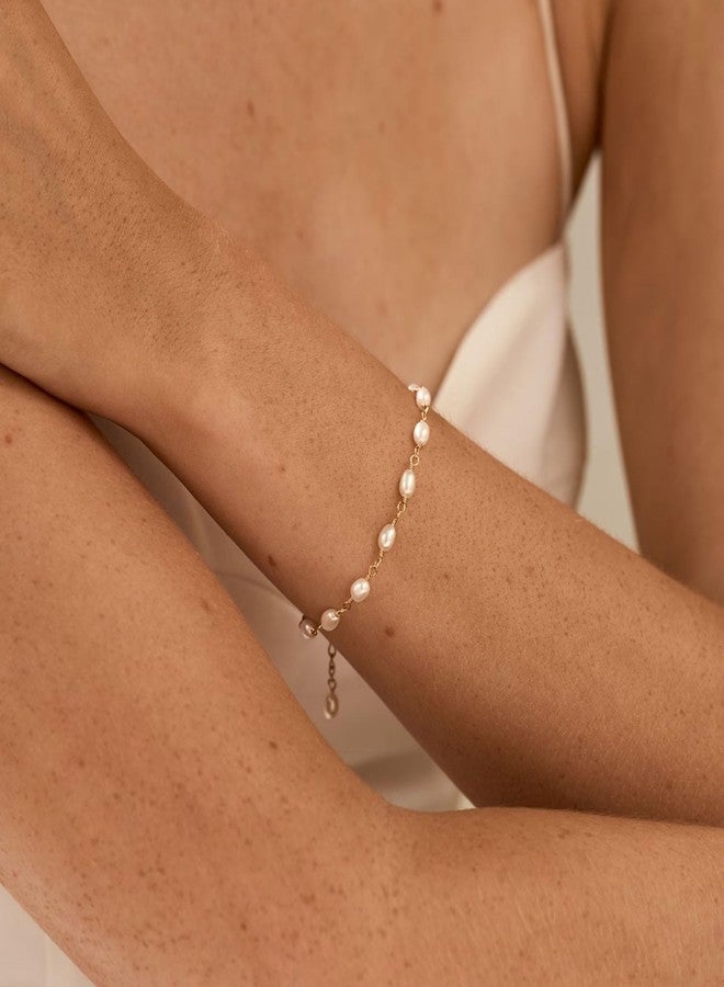 YANCHUN Pearl Bracelets for Women Pearl Beaded Bracelet Stack Dainty Gold Chain Jewelry Gifts Birthday Gifts for Women Friends - Image 5