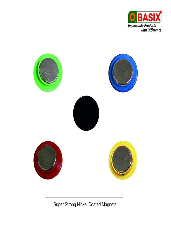 OBASIX® 40 mm Super Strong Magnets for Magnetic Glass and White Boards (Pack of 5 pcs) | Colorful Magnetic Buttons - Image 4