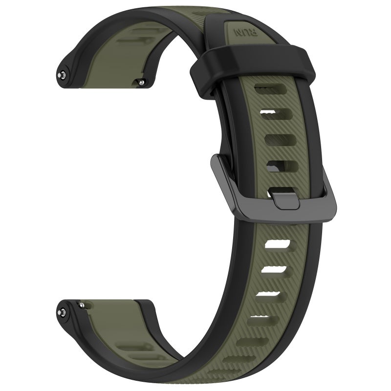 erorex For Garmin Forerunner 165 Music 20Mm Two Color Textured Silicone Watch Band(Green+Black) - Image 2