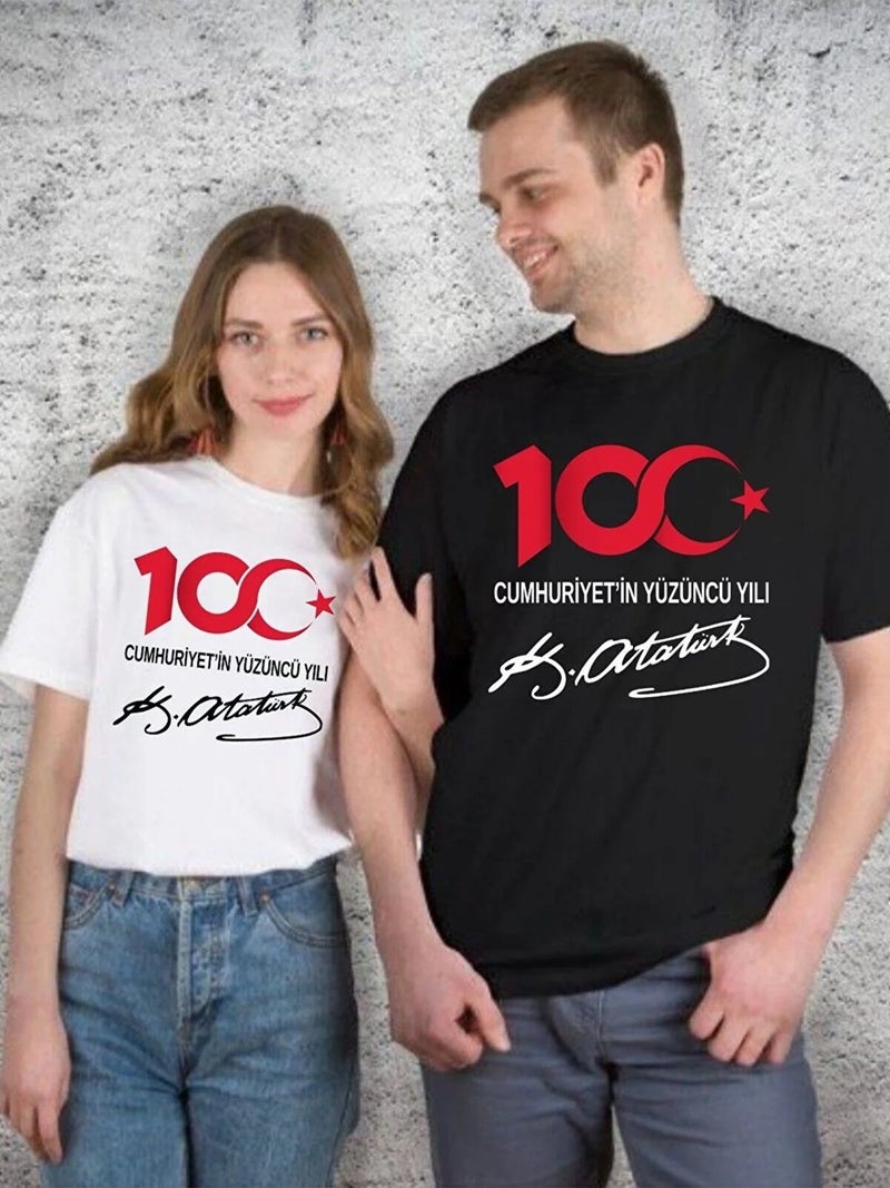 Lepiska 100th Anniversary of the Republic T-Shirt Cotton, 100th Year Special Atatürk Signed, Adult - Child All Sizes - Image 1