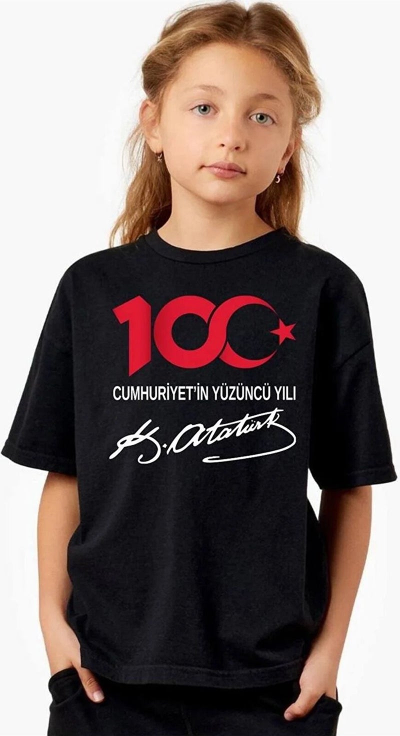 Lepiska 100th Anniversary of the Republic T-Shirt Cotton, 100th Year Special Atatürk Signed, Adult - Child All Sizes - Image 3