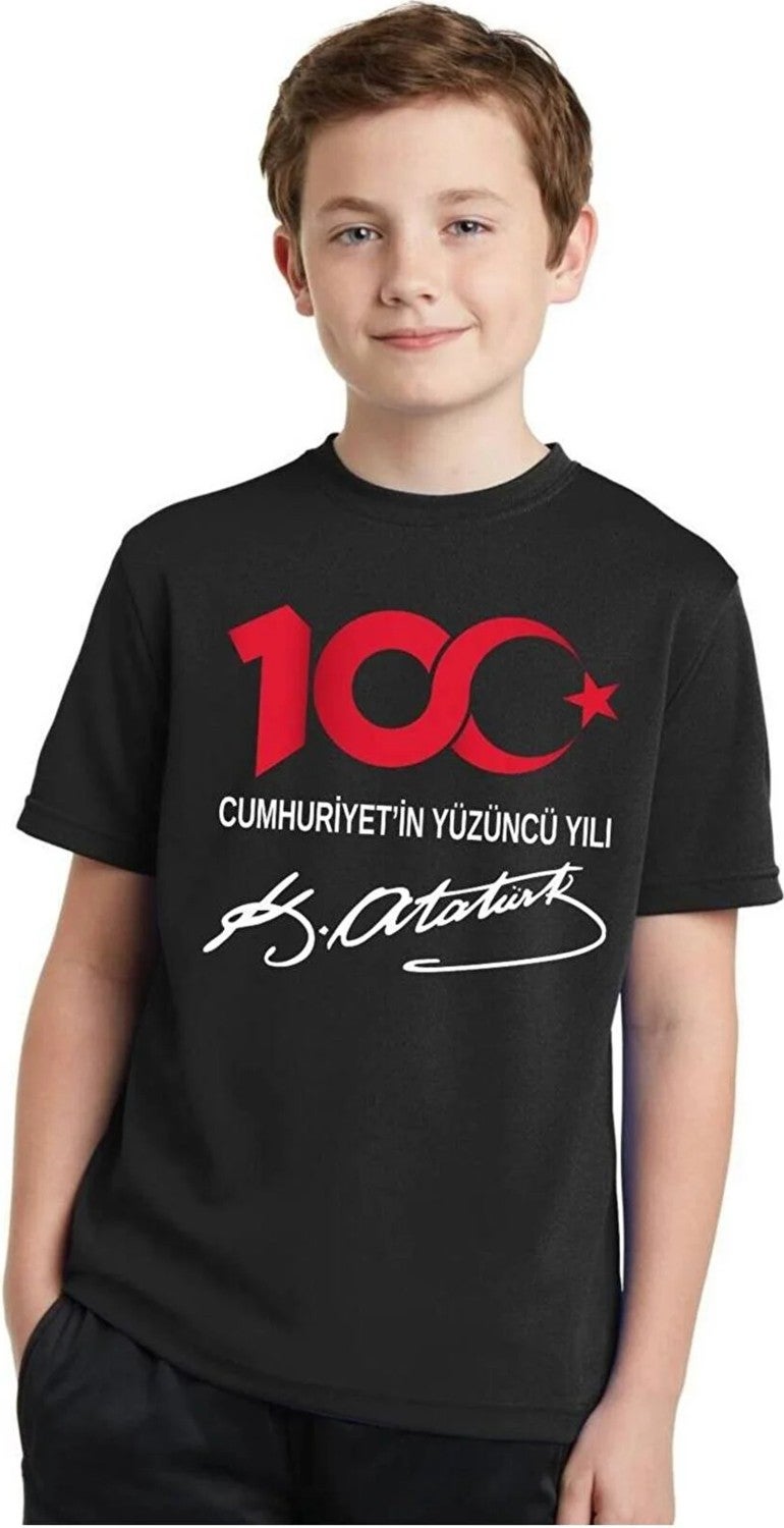 Lepiska 100th Anniversary of the Republic T-Shirt Cotton, 100th Year Special Atatürk Signed, Adult - Child All Sizes - Image 2