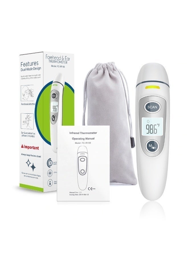 سيمشيك ميزان حرارة طبي للجبهة والأذن 2 في 1 - ميزان حرارة رقمي داخلي غير متصل، مستشعر فحص درجة حرارة حمى الأشياء، ماسح ضوئي حراري بدون لمس للأطفال والرضع والأطفال الصغار والبالغين، ميزان حرارة رقمي بالأشعة تحت الحمراء مع إنذار للحمى ووظيفة الذاكرة، قراءة دقيقة فورية 1 ثانية - Image 1