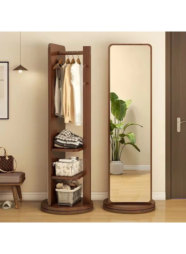 GT-Wheel Floor Mirror With Coat Rack Luxury Modern 360° Rotating Wood Full Body Length Mirror for Living Room and Bedroom  - Image 5