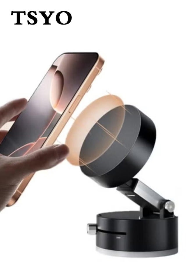 TSYO For Magnetic Car Phone Mount – Vacuum Suction Foldable Dashboard Holder, Universal 4.7-7 Inch Smartphones, 360 Adjustable, Strong Magnetic Grip, Durable Aluminum Alloy - Image 1