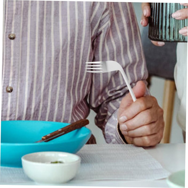 Ergonomic Angled Spoon and Fork Set for Elderly Left or Right Handed Easy Feeding Utensils - Image 3