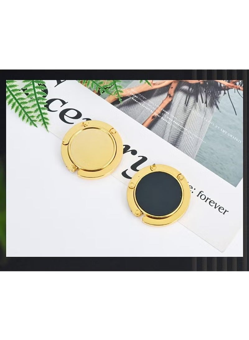 2 Folding Handbag Hooks - Portable Purse Hangers for Tables (Gold) - Image 2