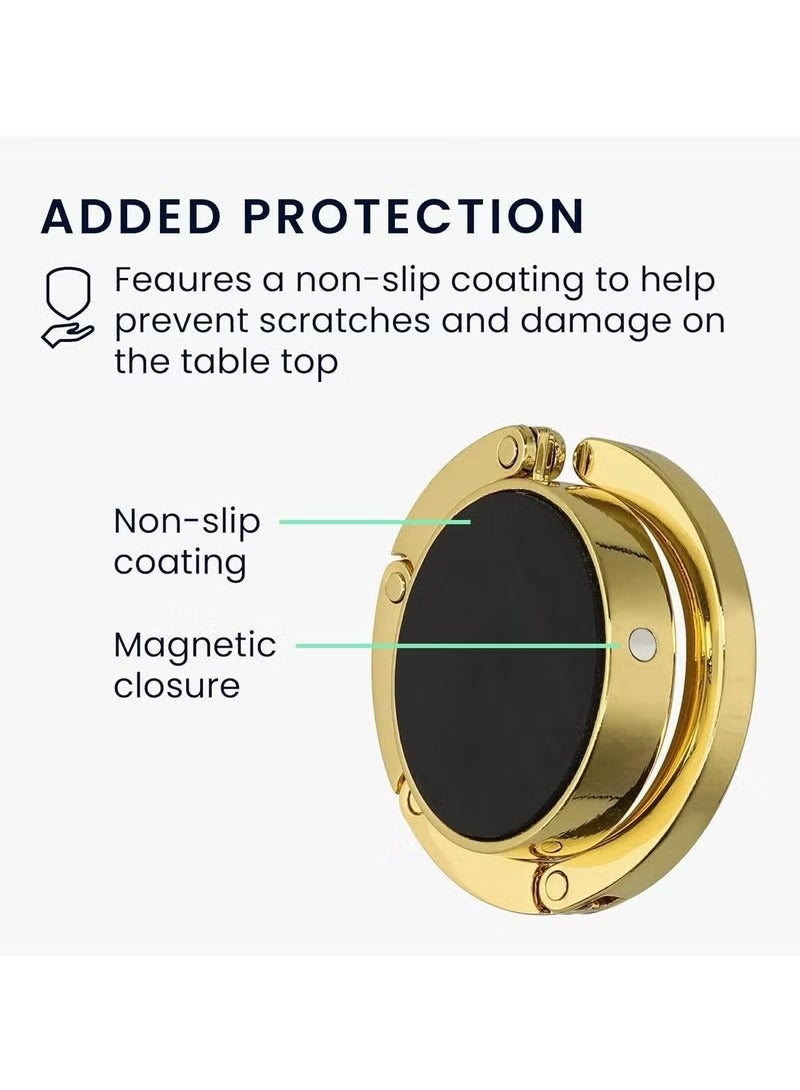 2 Folding Handbag Hooks - Portable Purse Hangers for Tables (Gold) - Image 4