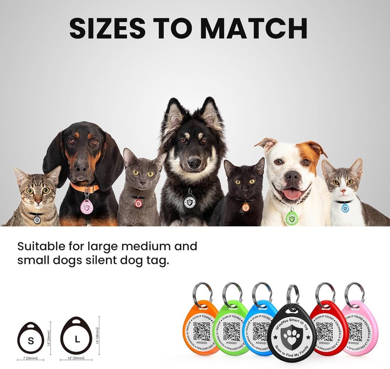 ILFINDYOU 6 Pack Dog Tags Personalized, QR Code Pet ID Tags for Dog Collar, Online Profile, Scan Location Alerts, Mix Colors - Image 2
