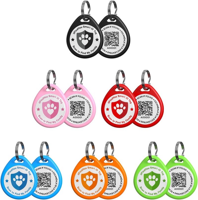 ILFINDYOU 6 Pack Dog Tags Personalized, QR Code Pet ID Tags for Dog Collar, Online Profile, Scan Location Alerts, Mix Colors - Image 1