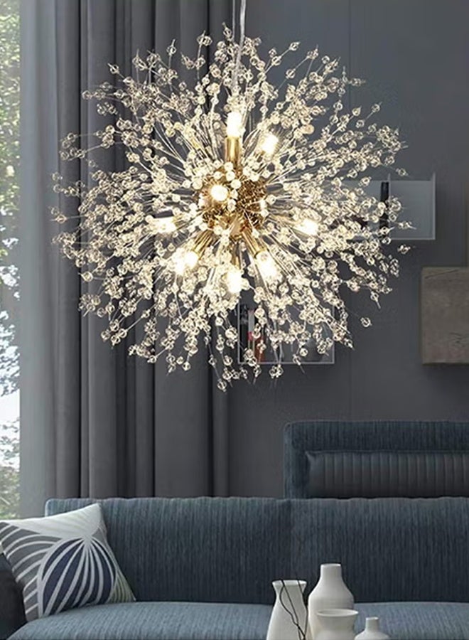 8 Head Silver Dandelion Crystal Ceiling Lamp G9 LED 3000K Living Room Bedroom Dining Room Lamps - Image 1