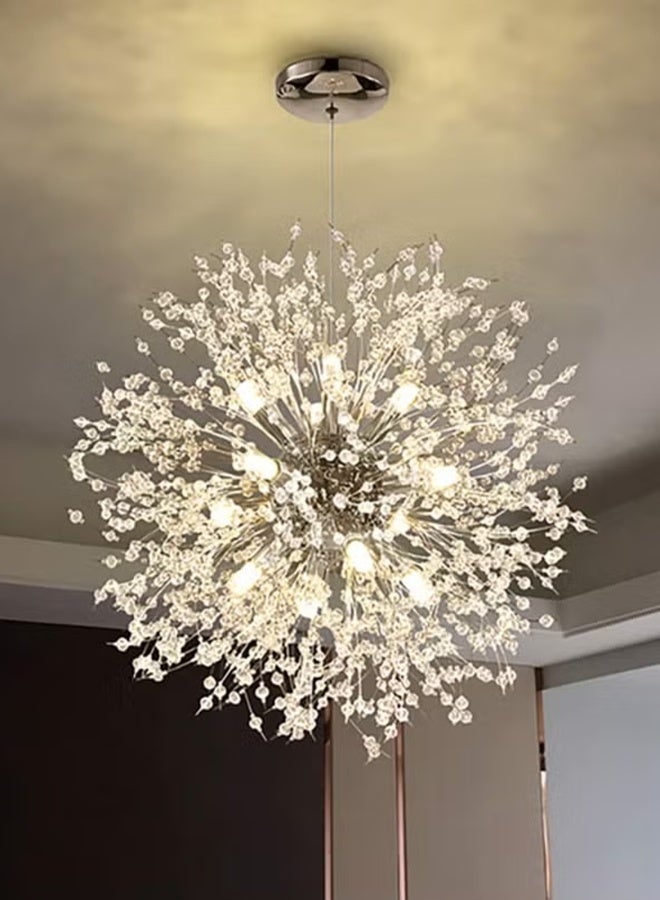 8 Head Silver Dandelion Crystal Ceiling Lamp G9 LED 3000K Living Room Bedroom Dining Room Lamps - Image 2