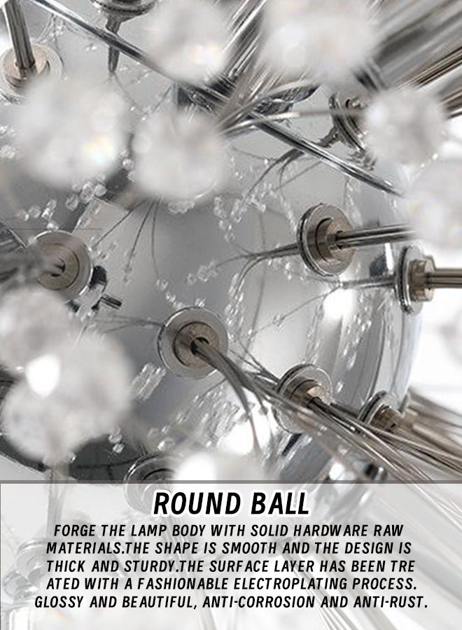 8 Head Silver Dandelion Crystal Ceiling Lamp G9 LED 3000K Living Room Bedroom Dining Room Lamps - Image 5