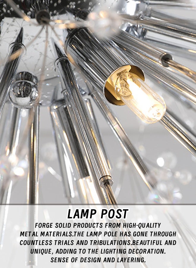 8 Head Silver Dandelion Crystal Ceiling Lamp G9 LED 3000K Living Room Bedroom Dining Room Lamps - Image 4