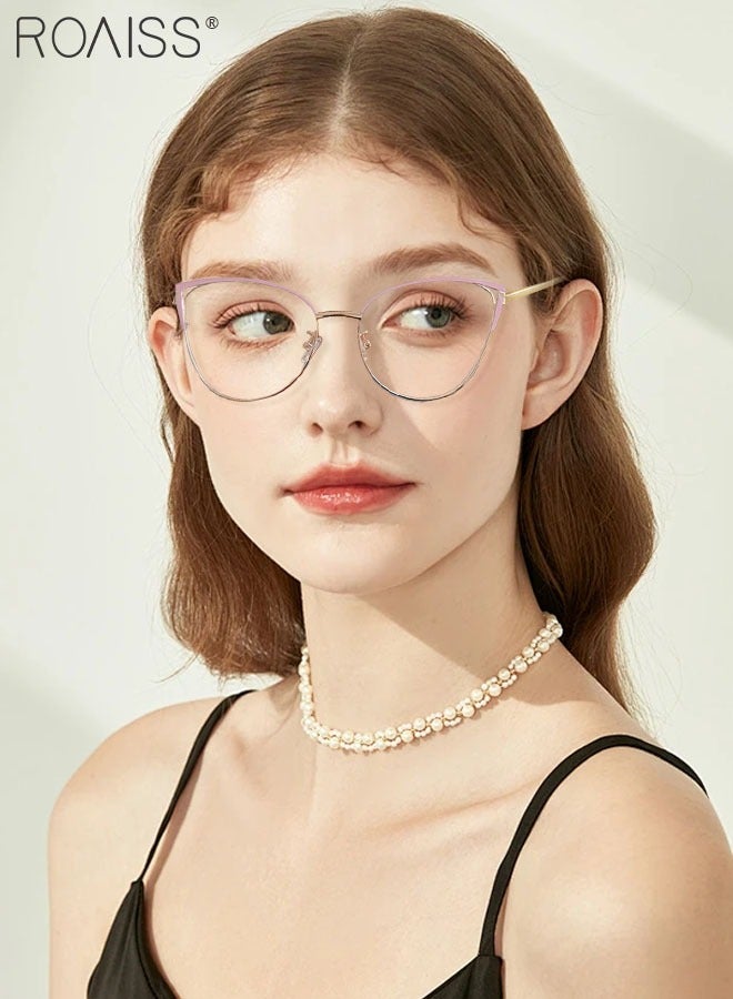 roaiss Women's Blue Light Blocking Glasses Blue Light Filter Computer Reading Gaming TV Phones Cat Eye Eyeglasses Fashion Anti Eyestrain Headache Eyewear Pink Gold 52mm - Image 2