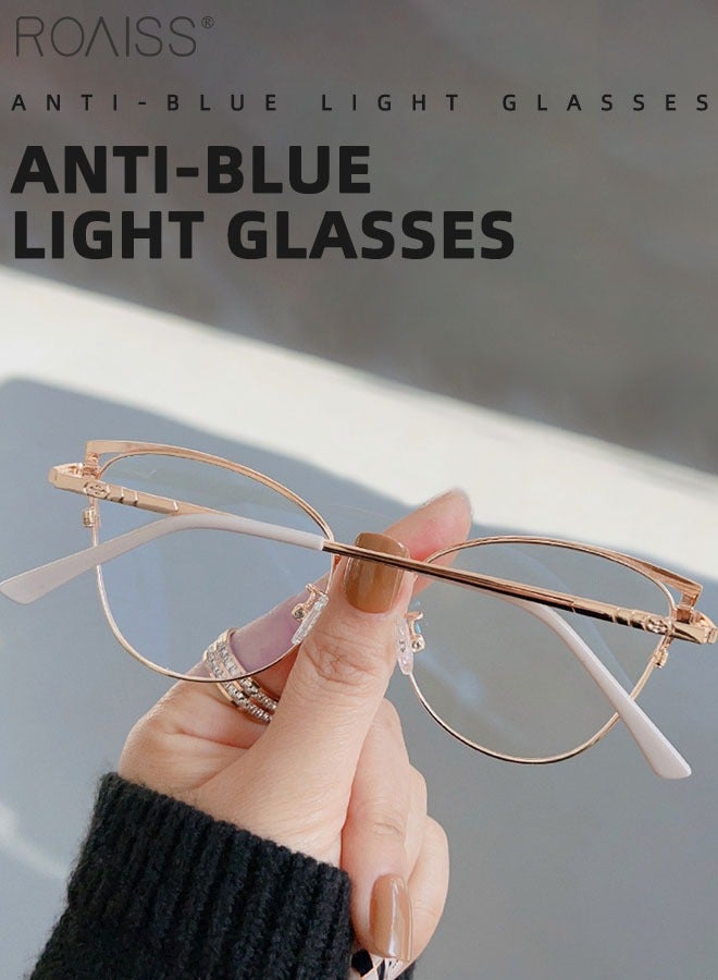 roaiss Women's Blue Light Blocking Glasses Blue Light Filter Computer Reading Gaming TV Phones Cat Eye Eyeglasses Fashion Anti Eyestrain Headache Eyewear Pink Gold 52mm - Image 3