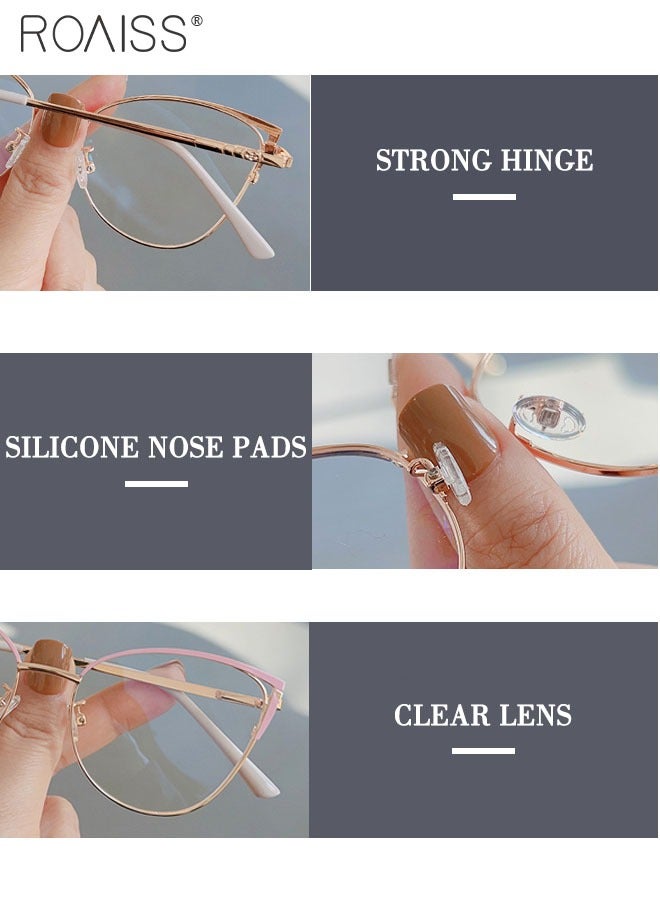 roaiss Women's Blue Light Blocking Glasses Blue Light Filter Computer Reading Gaming TV Phones Cat Eye Eyeglasses Fashion Anti Eyestrain Headache Eyewear Pink Gold 52mm - Image 5