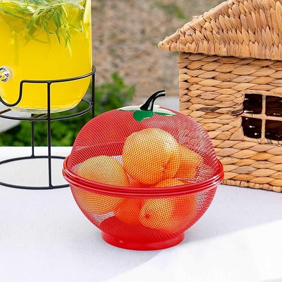 HAAD VAID Apple Shape Fruits & Vegetables | Basket for Kitchen With Net Cover | Fruit and Vegetable Stand (RED). - Image 2