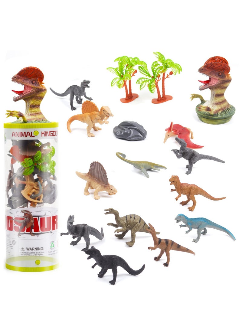 Zikra Mini Dinosaur Toy Set, Mini Safari Dinosaurs Figure Creatures in Tube 15 pcs Set | Realistic Tiny Little Animals for Sensory Bin, Birthday Party Favor, Toddler 3-5, Safair Dinosaurs - Image 1