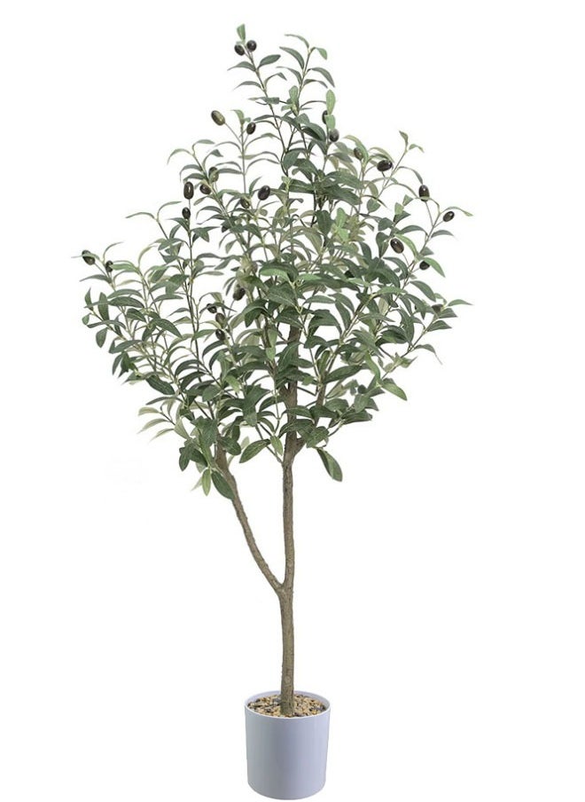FPC Artificial Olive Tree Tall Fake Potted Olive Silk Tree with Planter Large Faux Olive Branches and Fruits Artificial Tree for Modern Home Office Living Room Floor Decor Indoor With White Basin  - Image 2