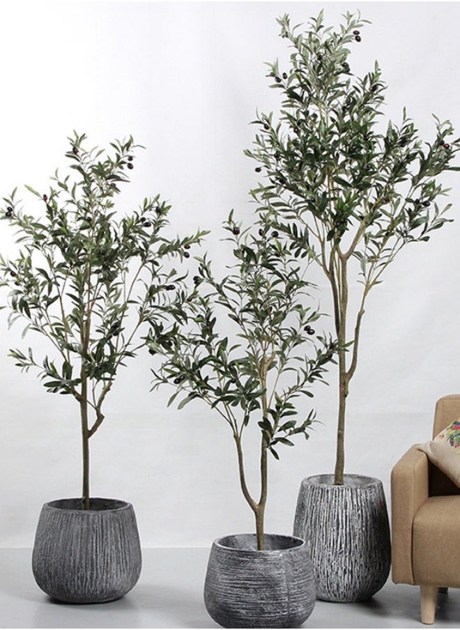 FPC - Artificial Olive Tree Tall Fake Potted Olive Silk Tree with Planter Large Faux Olive Branches and Fruits Artificial Tree for Modern Home Office Living Room Floor Decor Indoor With White Basin - Image 1