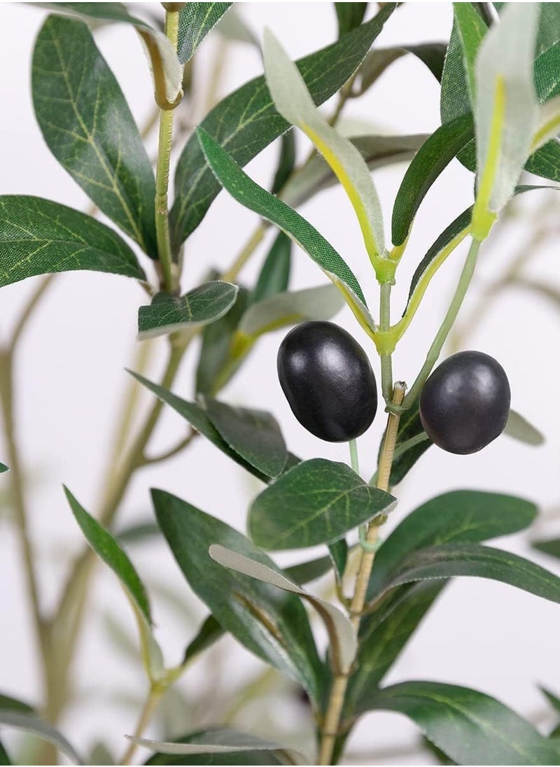 FPC - Artificial Olive Tree Tall Fake Potted Olive Silk Tree with Planter Large Faux Olive Branches and Fruits Artificial Tree for Modern Home Office Living Room Floor Decor Indoor With White Basin - Image 1