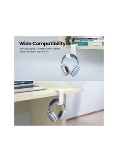 erorex Headset Headphone Hanger Under Desk Swivel Hook Spring Clamp No Adhesive Required Universal Pc Gaming Headset Earphone Display Stand Holder Table Mount Built In Cord Clip Organizer White）  - Image 4