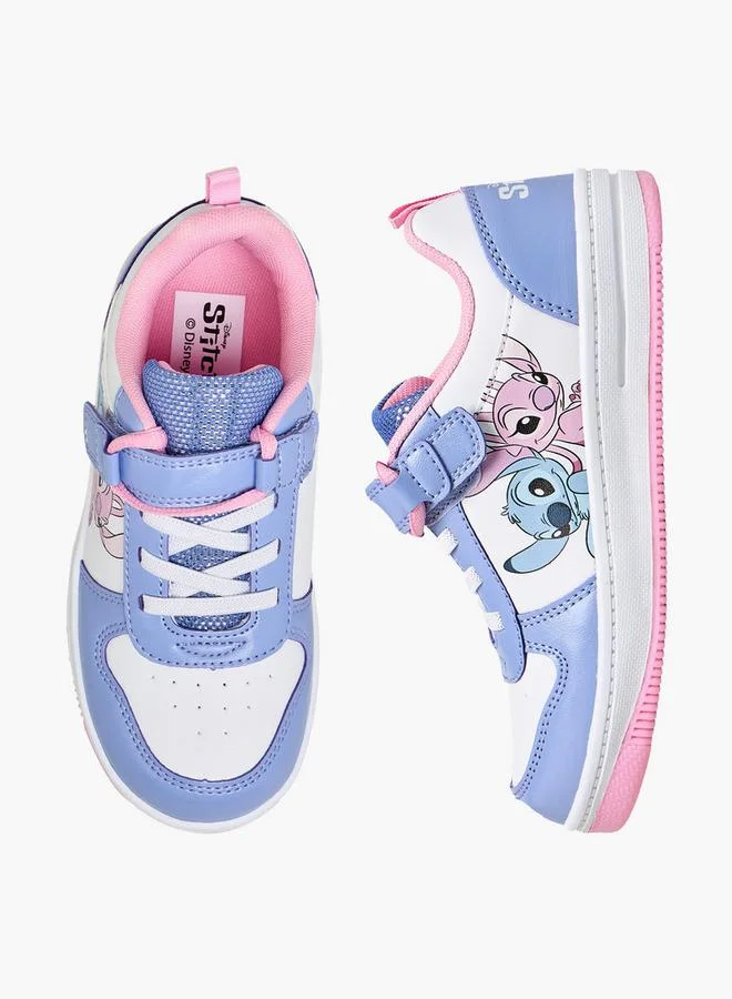 Disney Girls Stitch And Angel Hook & Loop Ankle Sneakers