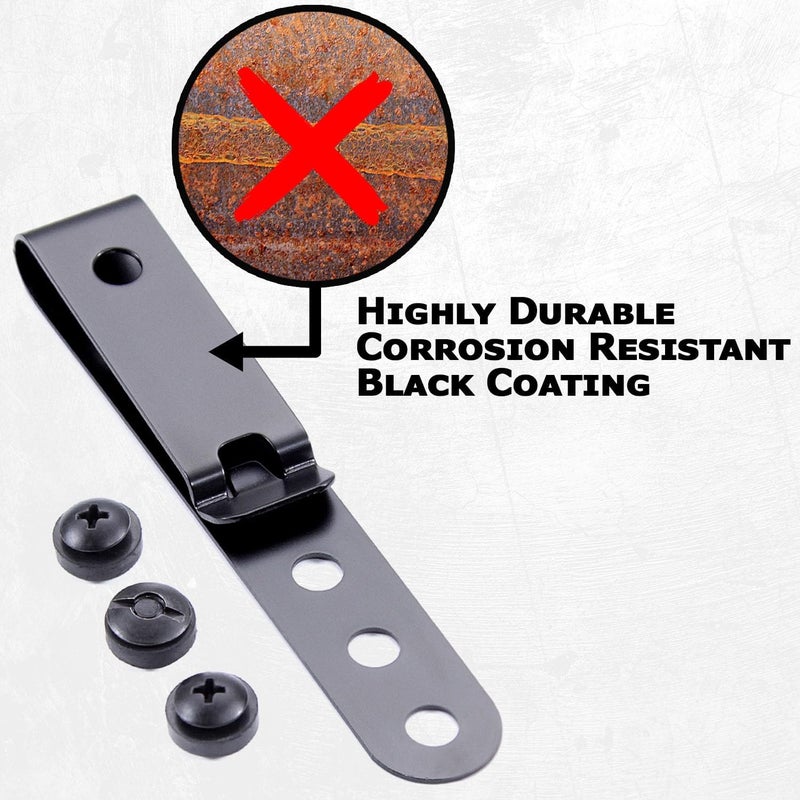 HolsterSmith [2 Pack] Universal Metal Belt Clip for Holster Making, Knife Sheaths, Cell Phone Cases - (3-Hole) - (Tactical Black) - USA - Image 5