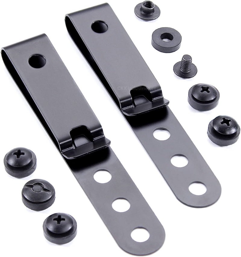 HolsterSmith [2 Pack] Universal Metal Belt Clip for Holster Making, Knife Sheaths, Cell Phone Cases - (3-Hole) - (Tactical Black) - USA - Image 1
