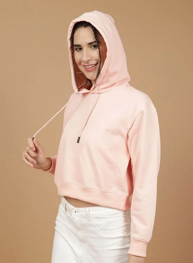 Women Regular Fit Solid Hooded Neck Long Sleeve Overhead-Hooded Sweatshirt
