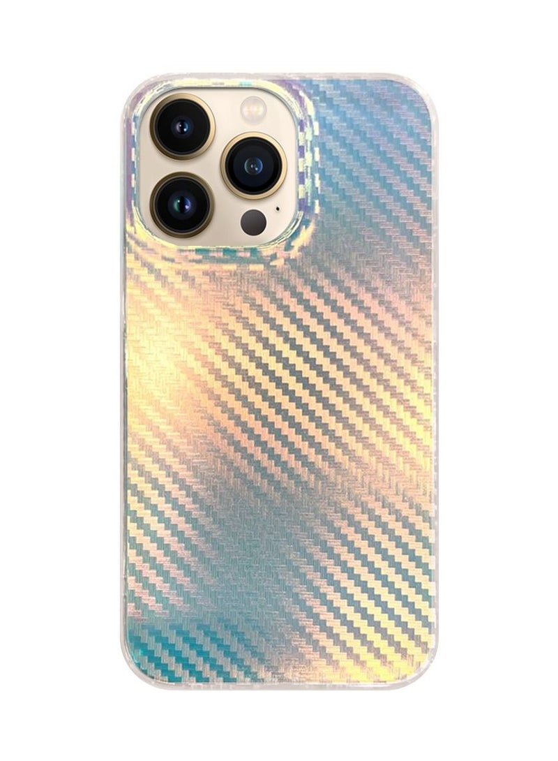 JOWAY iPhone 13 Pro Holographic Abstract Art Case Cover Gradient Rainbow Color Effect Aesthetic Painting Carbon Fiber Pattern Back Cover  - Image 1