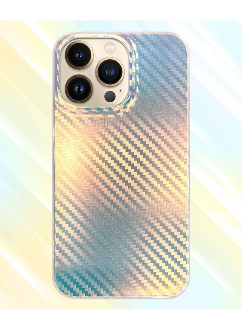 JOWAY iPhone 13 Pro Holographic Abstract Art Case Cover Gradient Rainbow Color Effect Aesthetic Painting Carbon Fiber Pattern Back Cover  - Image 4