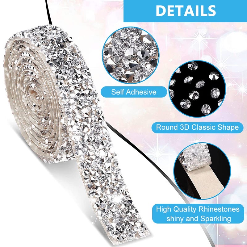 M'AYCREATE ® 4 Rolls Self Adhesive Bling Rhinestone Strips Diamond Ribbon, Glitter Resin Diamond Belt Sparkling Ribbon Stickers Wrap Crystal Roll for Wall Decoration, DIY Arts Crafts - Image 4