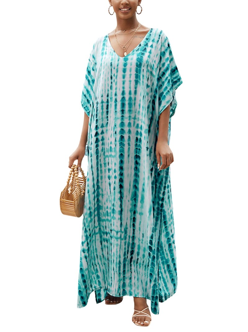 IMAGEKOPE Kaftan for Women Plus Size Bathing Suit Cover up Batwing Dress Loose fit Moroccan Caftan mumu Dresses for Women - Image 1