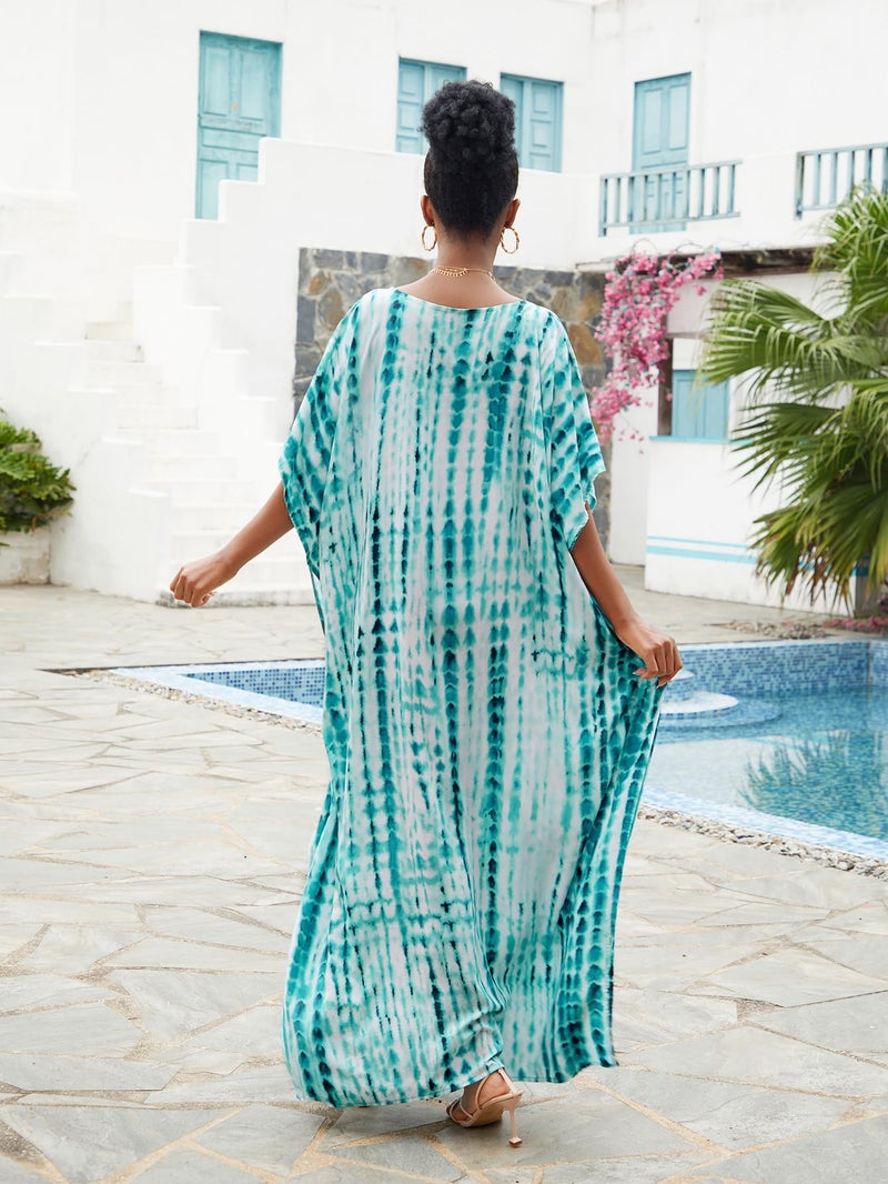 IMAGEKOPE Kaftan for Women Plus Size Bathing Suit Cover up Batwing Dress Loose fit Moroccan Caftan mumu Dresses for Women - Image 5