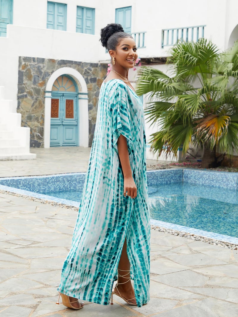 IMAGEKOPE Kaftan for Women Plus Size Bathing Suit Cover up Batwing Dress Loose fit Moroccan Caftan mumu Dresses for Women - Image 4