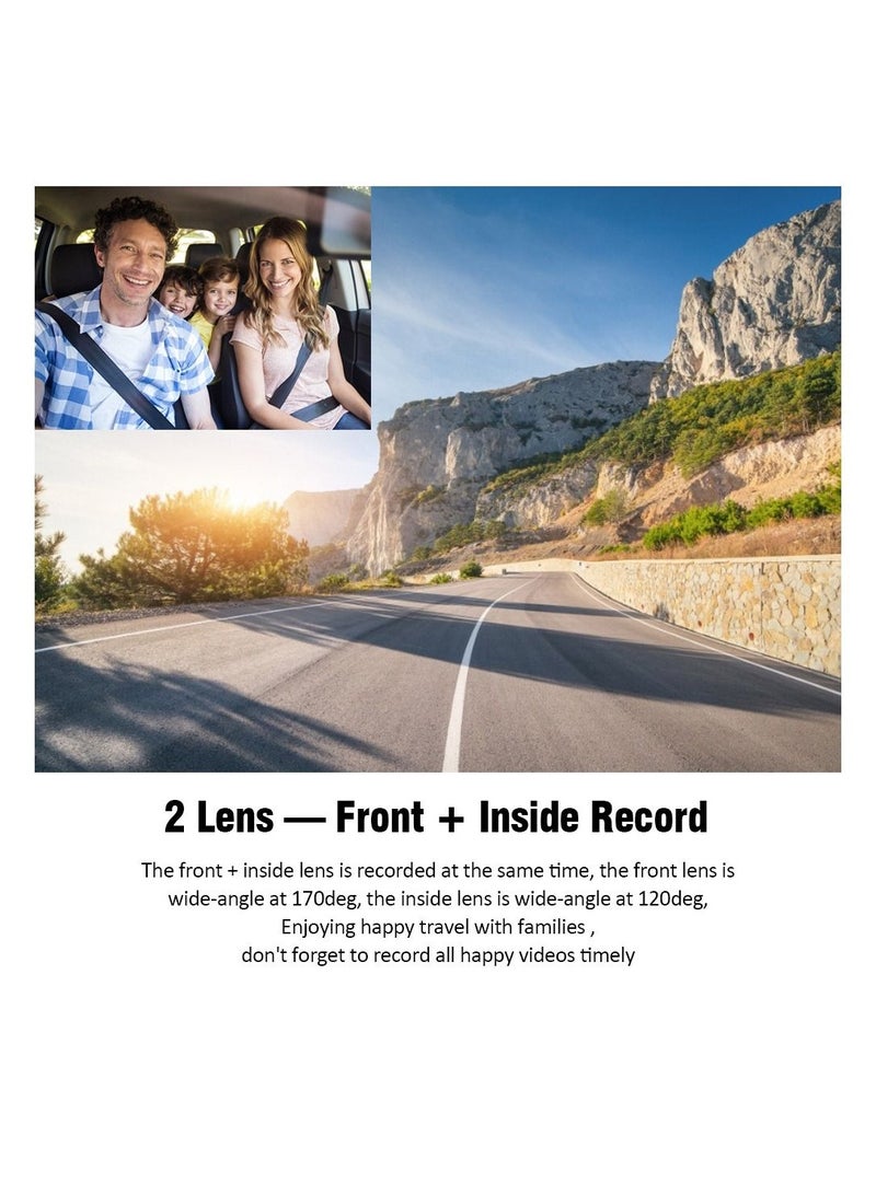 Generic 3 Channel Dash Cam Front and Rear Inside, 4 Inch 1080P Dash Camera for Cars Three Way Triple Car Camera - Image 5