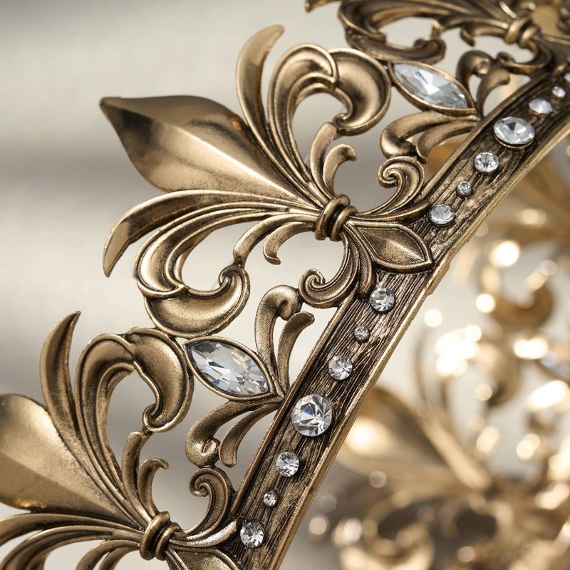 SWEETV Antique Gold King Crown for Men/Women (Unisex), Men's Tiara Prince Diadem, Crystal Medieval Headwear, Royal Costume Hair Accessories for Cosplay Birthday Wedding Halloween, Clear - Image 5