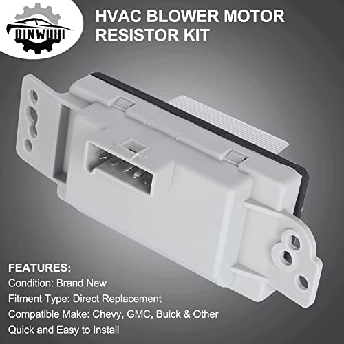 BINWUHI 89018778 HVAC Fan Blower Motor Resistor Kit with Harness Compatible with Chevy Silverado Tahoe Suburban Avalanche Trailblazer GMC Sierra Envoy Yukon XL, Replaces 15-81773, 19260762, 89019351, RU-631 - Image 5