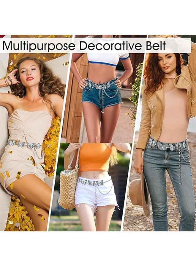 Butterfly Metal Waist Chain Belt, Women Western Belt Adjustable Link Belt Turquoise Waist Belt for Dress Jeans