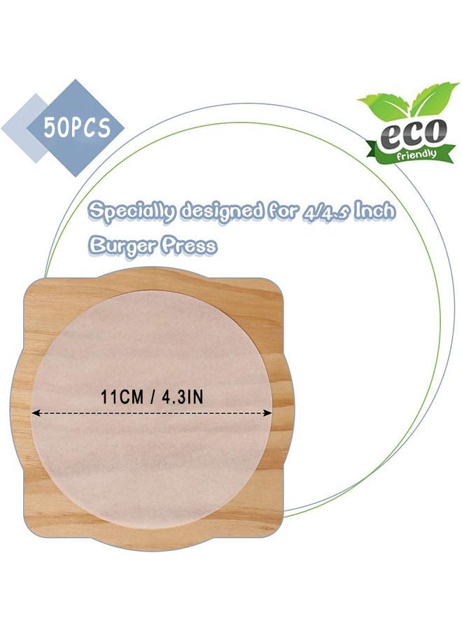 50 قطعة برجر جولات الورق باتي ل 4/4.5 بوصة برجر الصحافة شهادة جامعية الخبز جولة ورقة الهامبرغر الورقية - Image 2